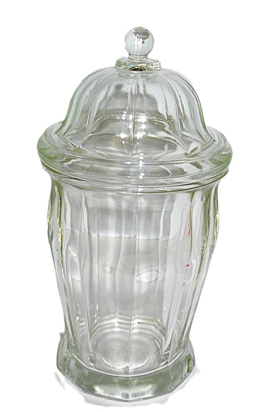 Vintage Clear Glass Apothecary Jar w Lid Storage Candy Spices Decor MCM